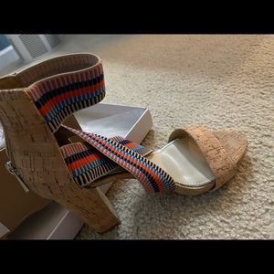 Natural multi color platform heels… brand new!